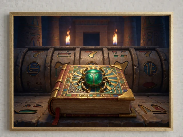 Goldenes &auml;gyptisches Buch als redaktionelles Erkennungsmotiv f&uuml;r den Slot Book of Dead bei BetScore